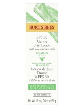BURT’S BEES SPF 30 Gentle Day Lotion Aloe Rice Milk Sensitive Skin Solution